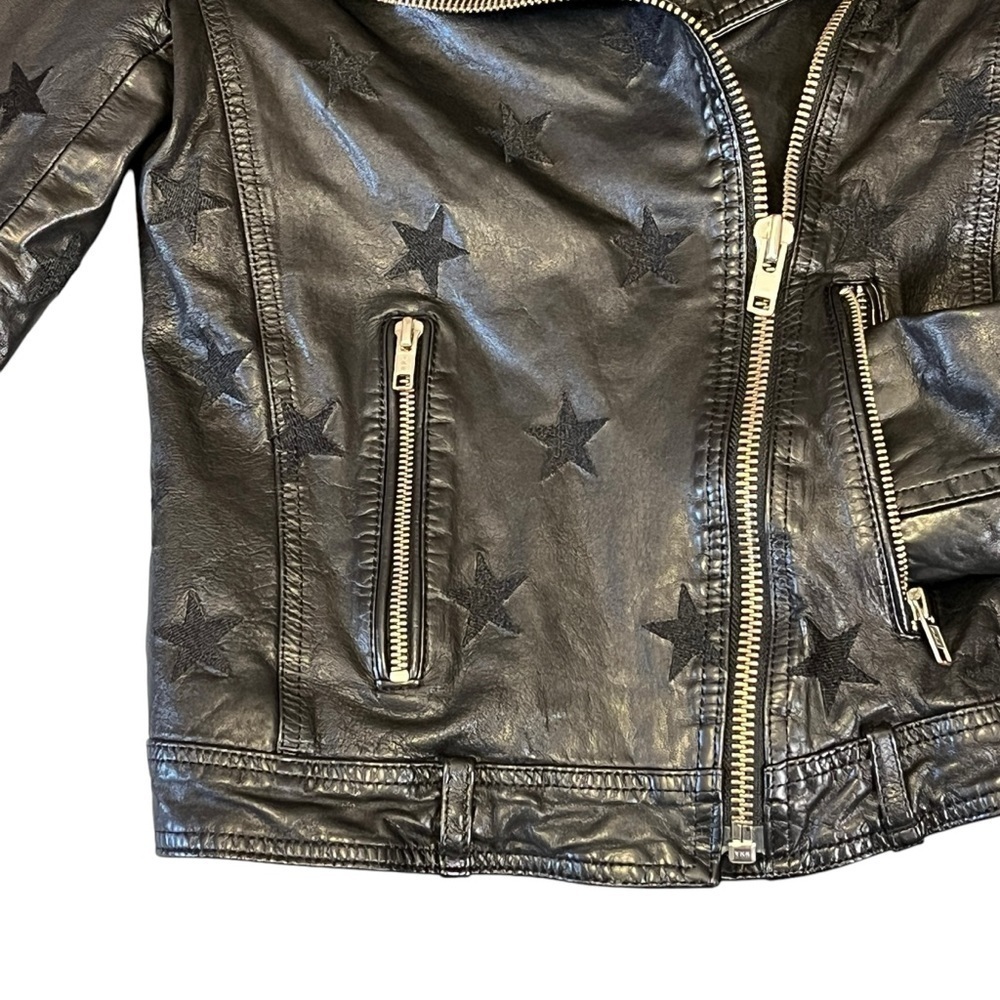 Samantha Sipos Seeing Stars Black Leather Faux Fur Moto Jacket Size XS #907 - Picture 7 of 11